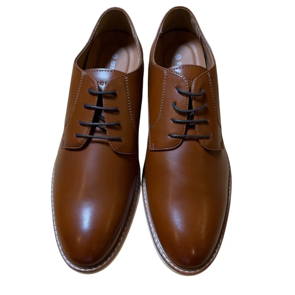 Bruno Marc Oxford Dress Shoes Men Size 13 Brown New Faux Leather Lace Up Formal
